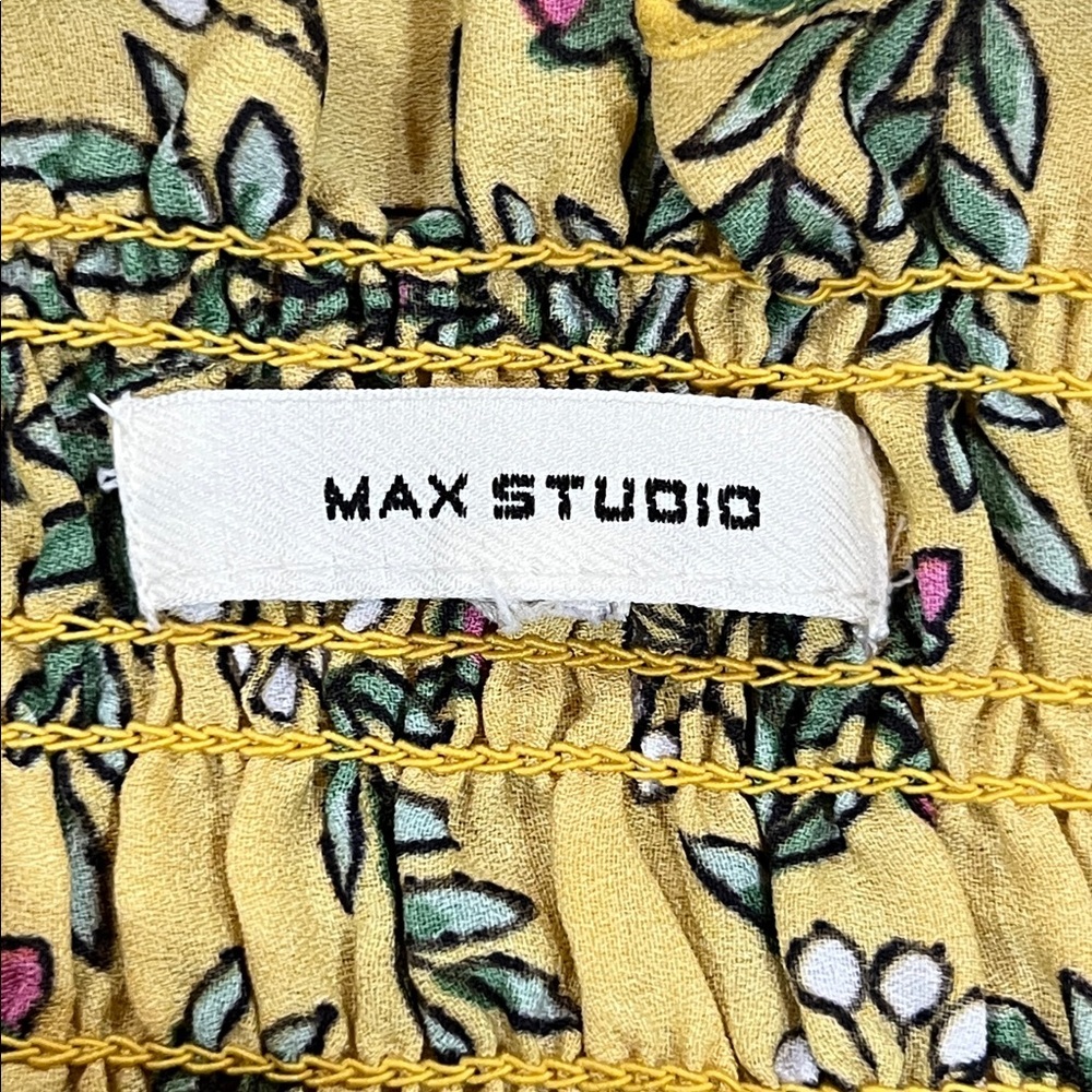 Boho Yellow Floral Tiered Maxi Dress M Smocked Flowy Romantic Euro Summer Chic - Picture 3 of 14